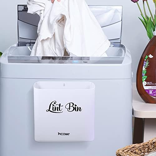 Picowe Magnetic Laundry Storage, Large Lint Holder Bin for Laundry Room, Space-Saving Trash Container Hanging on Dryer, Washer or Wall Mount (Gray White) - Image 7