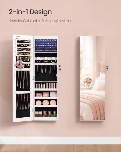 SONGMICS Jewelry Cabinet, Wall/Door Mounted Armoire with Full Length Mirror - Image 4