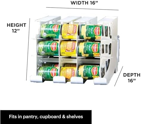 FIFO Can Tracker 4-Pack - 3-Tier Rotating Food Can Organizer for Pantry, Expandable Soda Can Storage for Kitchen, Holds 54 Cans of Food or Soda - Image 3