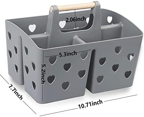 Portable Shower Caddy Plastic Shower Basket Organizer with Handle, Grey - Image 6