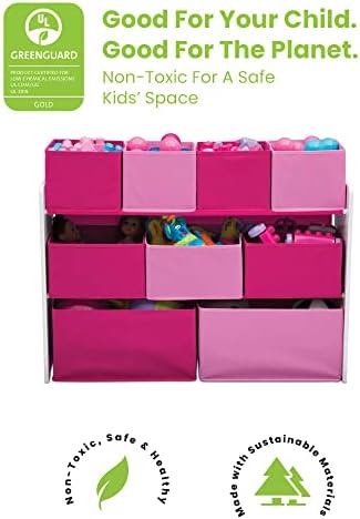 Delta Children Deluxe Multi-Bin Toy Organizer with Storage Bins, White/Pink Bins - Image 3