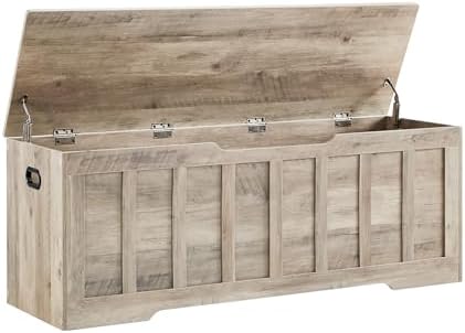 VANKILEY 51.2" Storage Chest Extra Large,Wooden Storage Bench(Greige) by Unknown