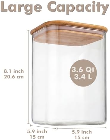 2-Pack 3.4Qt Large Glass Flour Sugar Storage Containers with Lids - Image 2