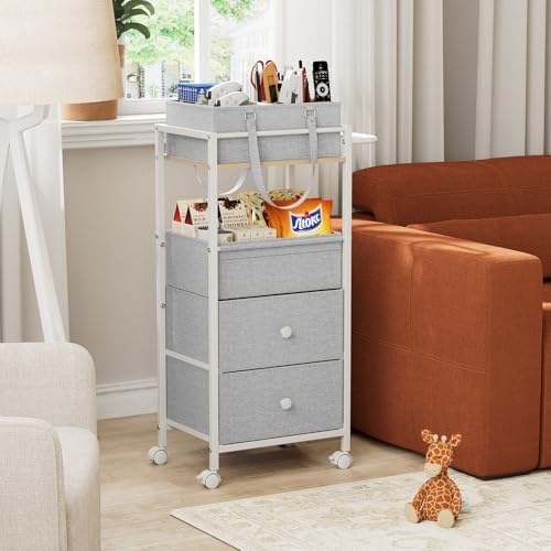 3In1 Modanais Baby Diaper Caddy Organizer Cart with Drawers, Light Gray - Image 6