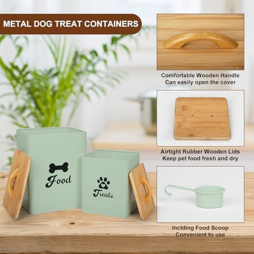 Dog Treat Container 2PCS, Dog Food Storage Container with Lids Airtight, Dog Treat Jars for Kitchen Counter-7+3Lbs (Saga Green) - Image 2