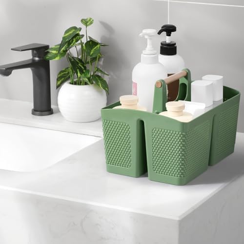 rejomiik Plastic Shower Caddy, Portable Shower Basket with Handle, Green - Image 2