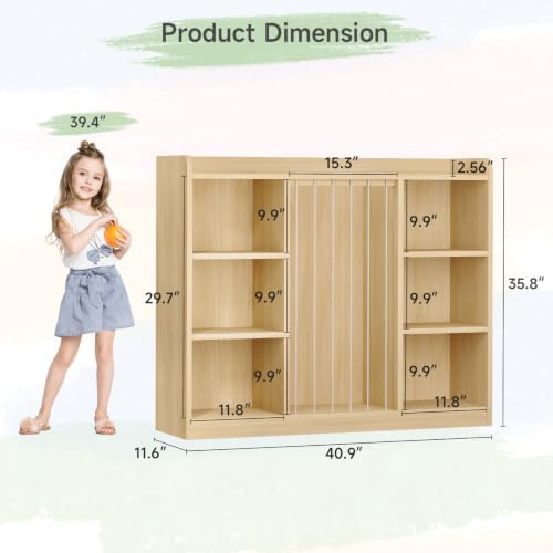 ONBRILL 2-in-1 Toy Storage Organizer with Stuffed Animal Storage, Natural - Image 3