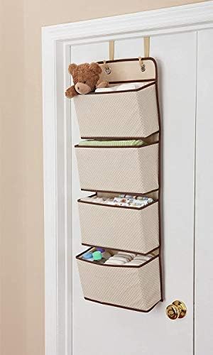 Delta Children 4 Pocket Over The Door Hanging Organizer - 2 Pack, Easy Storage/Organization Solution - Versatile and Accessible in Any Room in the House, Beige - Image 2