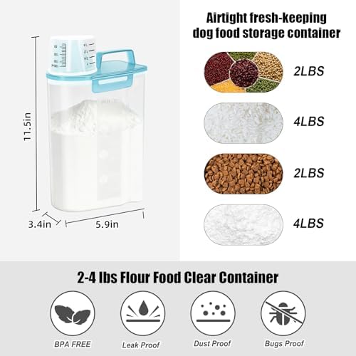 Airtight Rice Container 2-3Lbs, 2Qt Flour Storage Bin BPA free-Clear blue - Image 5
