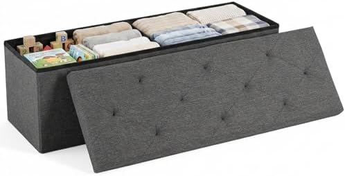DUMOS 43 Inch Folding Storage Ottoman Bench, Large Ottoman with Storage by DumosLifestyle