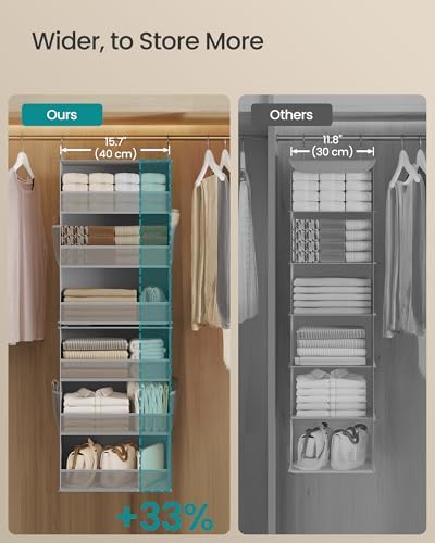 SONGMICS Widended Hanging Closet Organizer and Storage, 6-Tier, Separable - Image 4