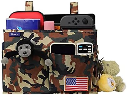 Surblue Bedside Caddy Hanging Organizer Storage Bag Pocket for Bunk, Hospital Beds, College Dorm Rooms, Baby Bed Rails, Wheelchair Side Bag, Camp Chairs, 4 Pockets and 2 Hooks (Small Jungle) - Image 3