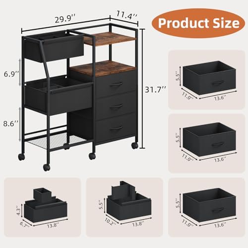 Somdot Baby Diaper Caddy Organizer, 3-Tier Rolling Cart with Drawers - Image 2