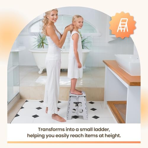 ACKO 13 Inch Folding Step Stool, Non-Slip Surface for Adults and Kids, Gray - Image 7