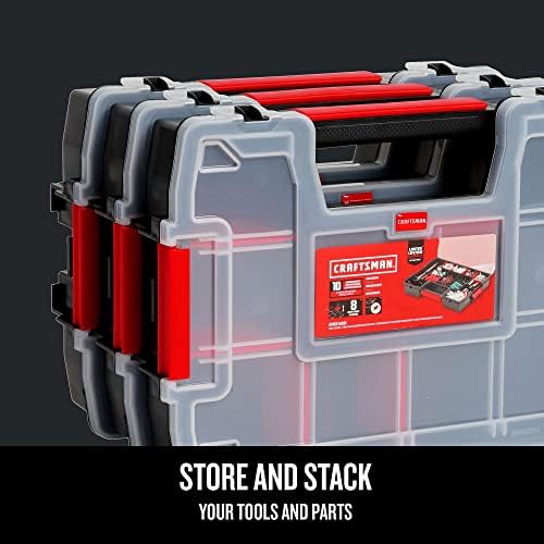 CRAFTSMAN Storage Organizer,Small Parts Organizer with 10-Compartments,Lid Includes Secure Latch (CMST60964M), (Pack of 6) - Image 4
