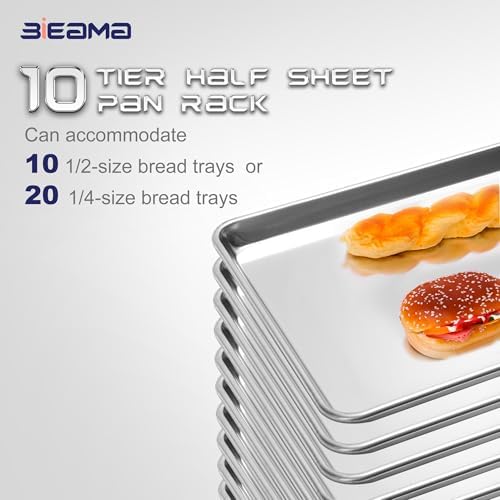 BIEAMA 10-Tier Sheet Pan Rack, NSF Aluminum Bun Pan Rack - Image 5