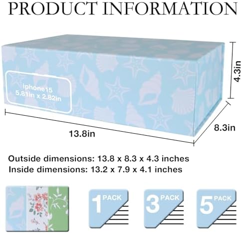 LFBOX Blue Ocean Theme Gift Box with Magnetic Lids 5 Pack - Image 2