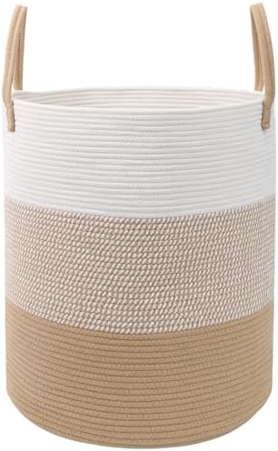 Large Laundry Hamper, Woven Rope Basket with Sturdy Handles-Yellow by HZFTJOY