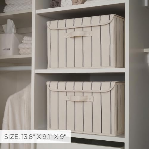 Decorative Linen Storage Boxes with Lids - Spacious Set of 2 Organizer Bins - Image 5