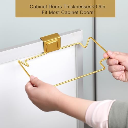 Large Stainless Steel Trash Bag Holder for Kitchen Cabinets Doors and Cupboards, Gold - Image 5