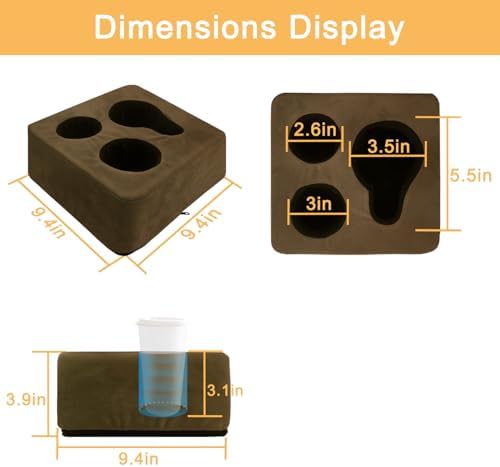 Couch Cup Holder Pillow Tray & Caddy - for Sofa, Bed, Car, Man Cave | Keep Drinks at Hand & Spill-Proof Accessories for New Parents, Camping, Park, Boat, Beach - Brown - Image 5