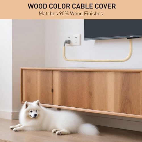 AGPTEK Cable Management Sleeve, 2 Pack 5ft - 1.2 inch Cord Hider,Wood Color - Image 2
