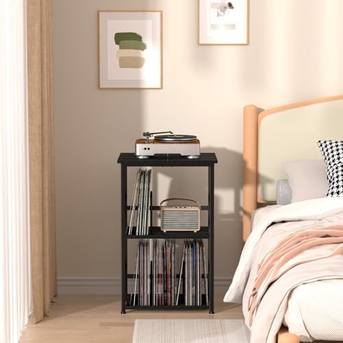 LOAKEKEL Record Player Stand, Large Vinyl Record Storage Up to 200 Albums - Image 4