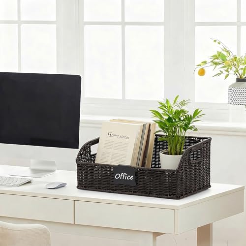 Pantry Baskets for Organizing,Wicker Storage Organizers,3Pack,Black - Image 5