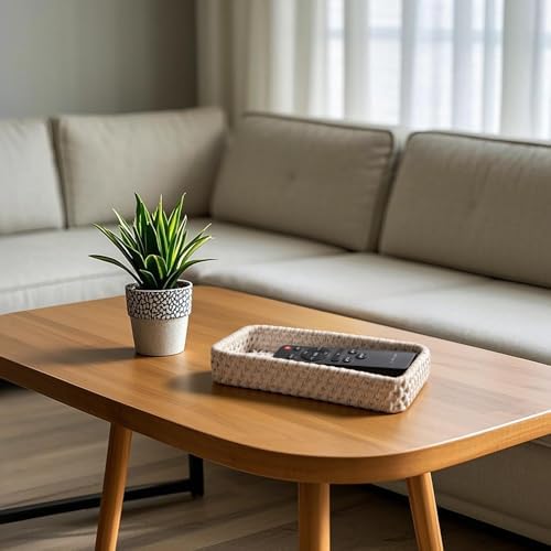 BTSKY Small Remote Basket for Coffee Table Entryway Living Room, Rattan - Image 4