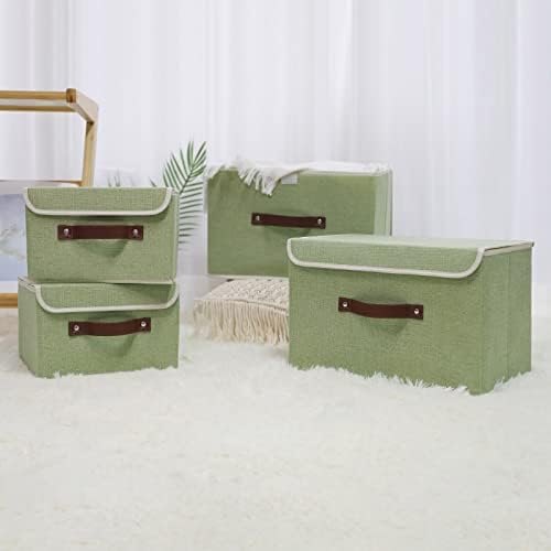 ANMINY Fabric Storage Box Bins with Lids, Green, 13"x9"x7.9", 2 Pack - Image 7