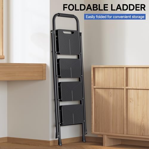 KINGRACK 4 Step Ladder, Portable Folding Ladder with Anti-Slip Pedals - Image 6