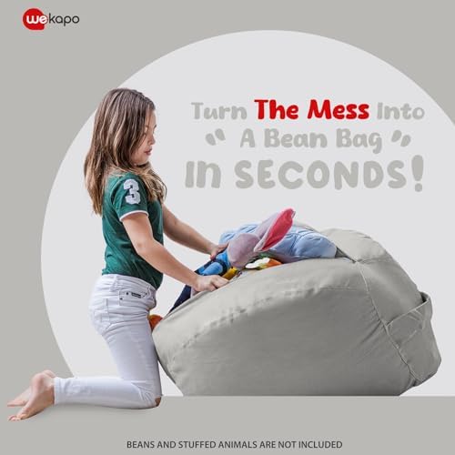 WEKAPO Stuffed Animal Storage Bean Bag Chair Cover for Kids - Image 3