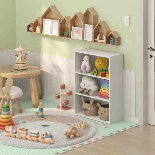 Furinno LUDER 3-Tier Book Shelf, Kids Bookshelf, Plain White - Image 3