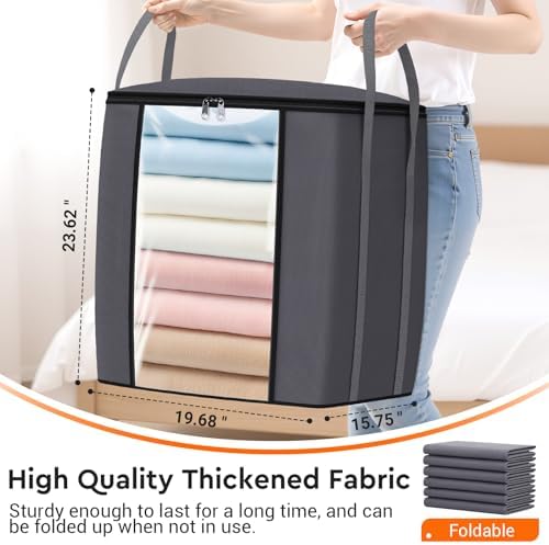 TasticTotes 120L Extra Large Blanket Clothes Storage Bags, Gray, 1 Pack - Image 2
