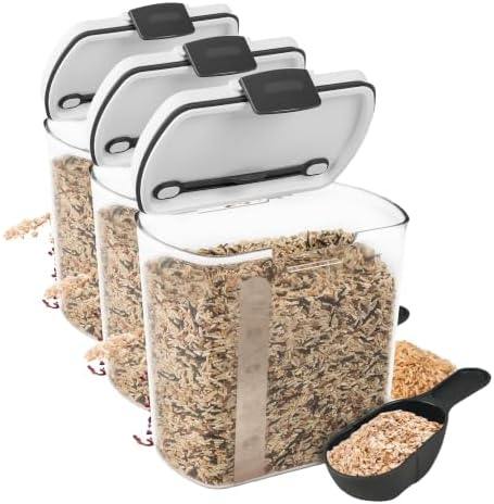 ProKeeper 2.5-Quart Grain Storage Container with Hinged Lid, Clear – BPA-Free, Airtight Seal, 5.5 x 7.65 x 7.25, 1 Piece (Pack of 3) by ProgressiveInternational