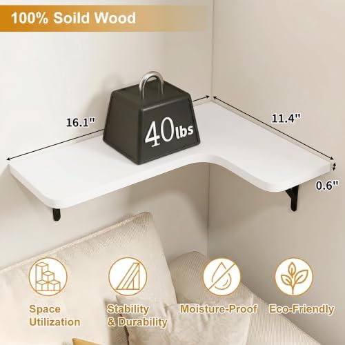 Fixwal Conner Shelves Wall Mounted for Decor, White Set of 5 - Image 3