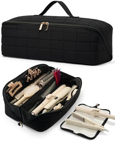 Hair Tools Travel Bag with Heat Resistant Mat, Black by AHappyMoment