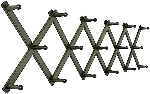 SKOLOO Hat Rack for Wall with 17 Hooks, Solid Wooden, Modern, Expandable Coat Rack Wall Mount for Coats, Hats, Bags, Baseball Caps, Dark Walnut Color by SKOLOO