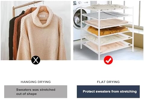 STO STO Sweater Drying Rack, 6-Pack Stackable Mesh Clothes Drying Rack, Laundry Drying Rack for Sweaters, Socks, Toys, White - Image 2
