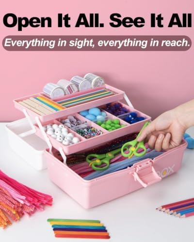 TERGOO 13in Lager Plastic Craft Organizer and Storage 3-Layer Tackle Box - Image 5