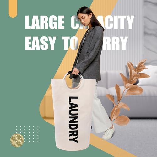Caroeas 90L Laundry Basket (13 Colors), Waterproof Laundry Hamper, Laundry Bag with Padded Handles, Clothes Hamper, Collapsible Laundry Basket Easy Storage - Image 3