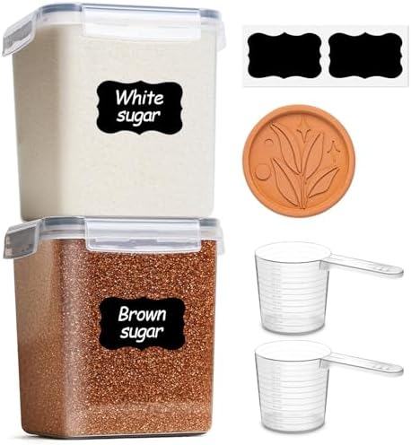 ComSaf Airtight Brown Sugar Containers with Terra Cotta Saver 2.6Qt 2Pack by ComSaf