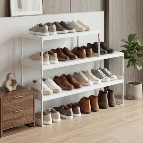 Adjustable Expandable Metal Storage Shelf, Standing Shelf Unit for Kitchen Cabinet Pantry Countertop, Space Saving Shelf Riser and Organizer(3 Packs/White,Large) - Image 5