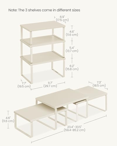 SONGMICS Set of 3 Cabinet Organizer Shelf, Stackable, Steel, Particleboard - Image 5
