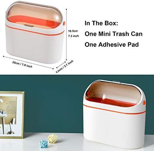 LALASTAR Lint Bin, Mini Desktop Trash Can with Lid for Office Countertop, Mountable Tiny Wastebasket for RV, Dorm, Freezer, Laundry and More (Orange) - Image 6