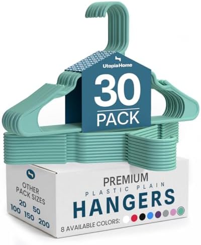 Utopia Home Plastic Hangers 30 Pack – Space Saving Clothes Hanger Aqua by UTOPIAHOME