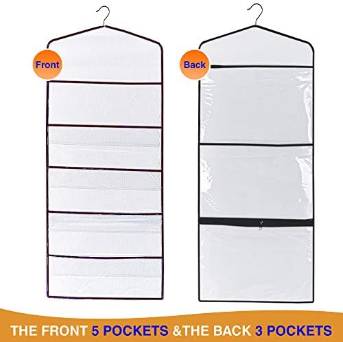 ProPik Hanging Double Sided Gift Bag Storage Organizer with Multiple Front and Back Pockets Organize Your Gift Wrap, Tissue Paper, and Paper Bags 38 x 16 Inch PVC (Black) - Image 2