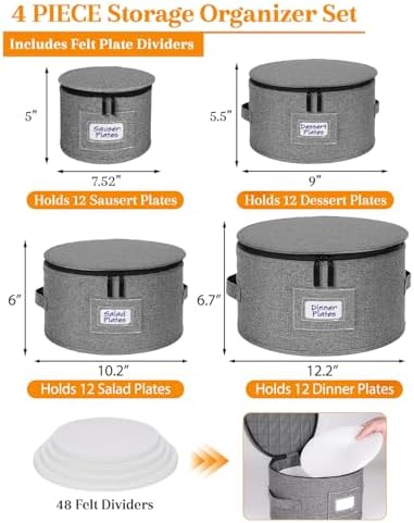 punemi China Storage Containers, 4-Set Hard Shell Dish Storage for Moving - Image 4