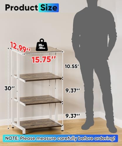 4-Tier Wooden Media Stand, AV Media Stand Corner Shelf for TV Accessories/Audiovisual Equipment/Optical Disc/PS4, Audio Storage Rack for Living Room, Gaming Room, Music Studio, White - Image 2