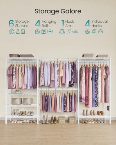 SONGMICS clothes rack, Adjustable Mesh Shelves and Hanging Rails - Image 3